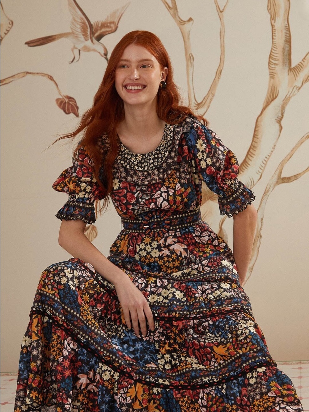 Farm Rio Black Jujus Garden Maxi Dress- Medium
